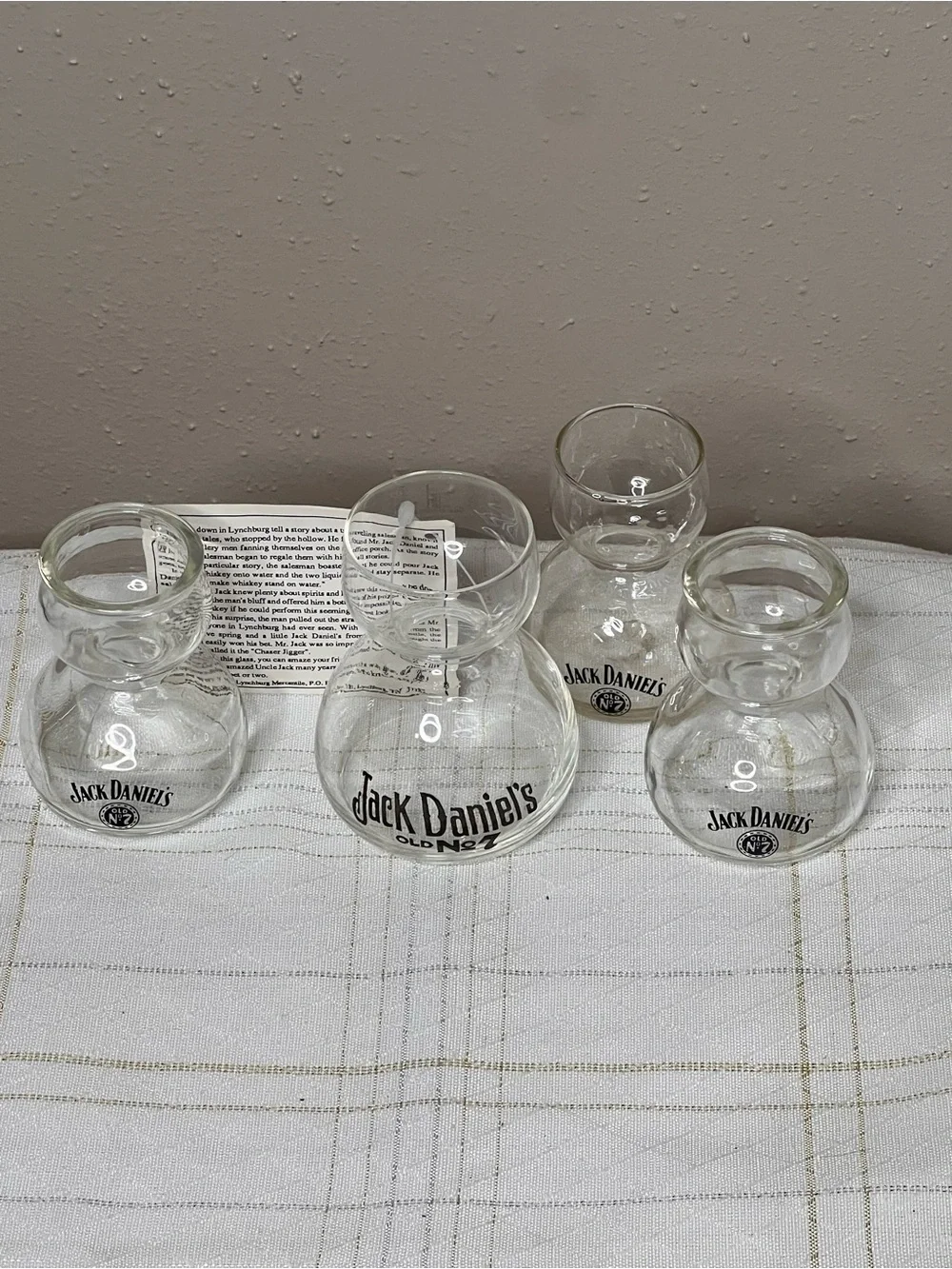 Jack Daniels Old No 7 Double Bubble Shot Glasses Set of 4 Whiskey Chaser